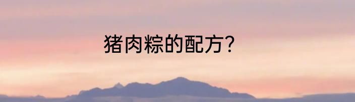 猪肉粽的配方？