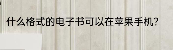 什么格式的电子书可以在苹果手机？