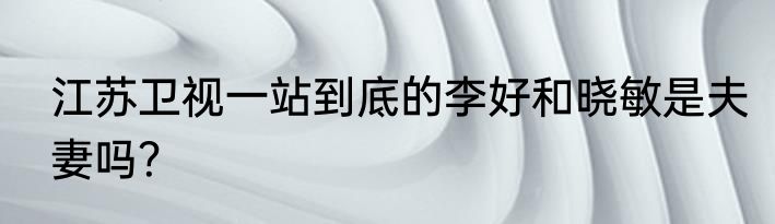 江苏卫视一站到底的李好和晓敏是夫妻吗？