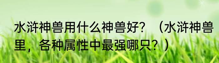 水浒神兽用什么神兽好？（水浒神兽里，各种属性中最强哪只？）