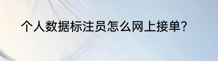 个人数据标注员怎么网上接单？