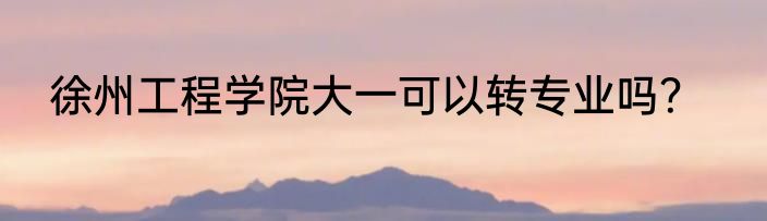 徐州工程学院大一可以转专业吗？
