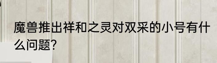 魔兽推出祥和之灵对双采的小号有什么问题？