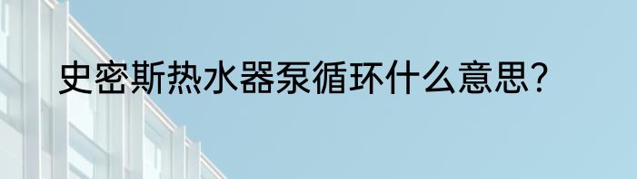 史密斯热水器泵循环什么意思？