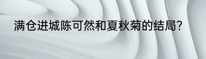 满仓进城陈可然和夏秋菊的结局？