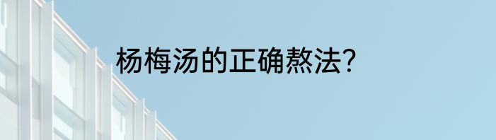 杨梅汤的正确熬法？