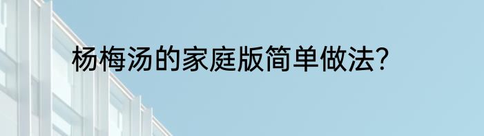 杨梅汤的家庭版简单做法？