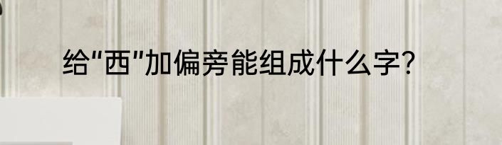 给“西”加偏旁能组成什么字？