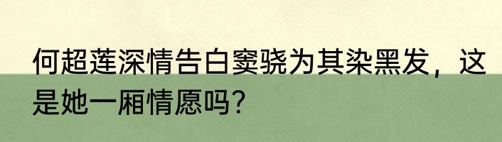 何超莲深情告白窦骁为其染黑发，这是她一厢情愿吗？