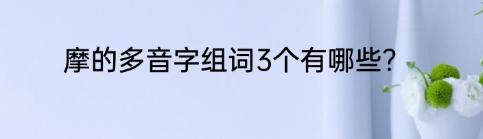 摩的多音字组词3个有哪些？