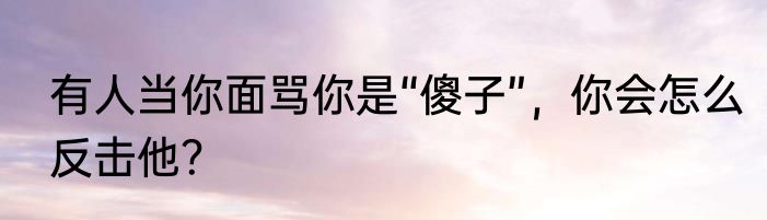 有人当你面骂你是“傻子”，你会怎么反击他？