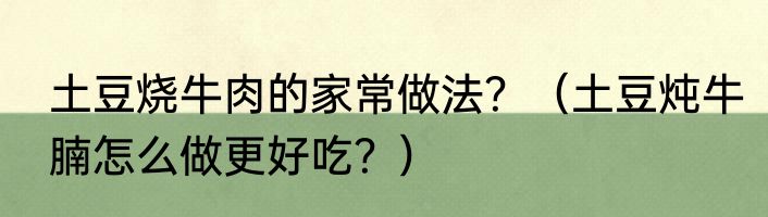 土豆烧牛肉的家常做法？（土豆炖牛腩怎么做更好吃？）