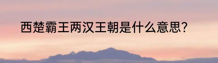 西楚霸王两汉王朝是什么意思？