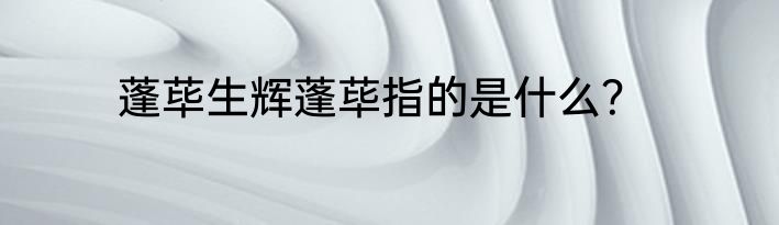 蓬荜生辉蓬荜指的是什么？