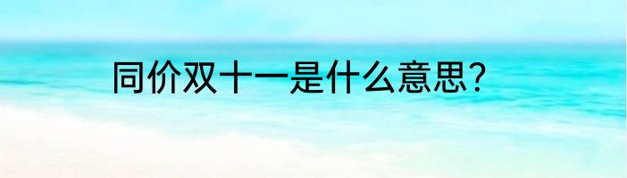 同价双十一是什么意思？