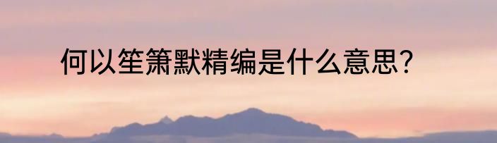 何以笙箫默精编是什么意思？