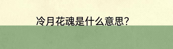 冷月花魂是什么意思?
