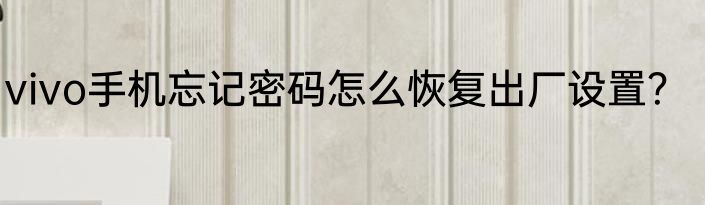 vivo手机忘记密码怎么恢复出厂设置？