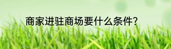 商家进驻商场要什么条件？