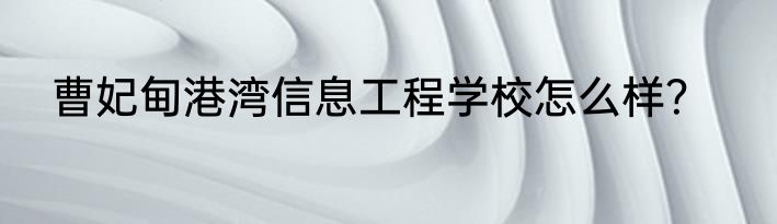 曹妃甸港湾信息工程学校怎么样？
