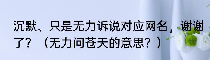 沉默、只是无力诉说对应网名，谢谢了？（无力问苍天的意思？）