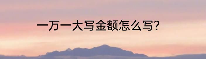 一万一大写金额怎么写？