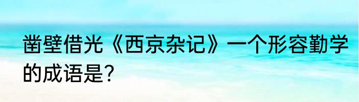 凿壁借光《西京杂记》一个形容勤学的成语是？