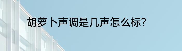 胡萝卜声调是几声怎么标？