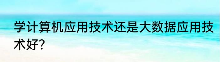 学计算机应用技术还是大数据应用技术好？
