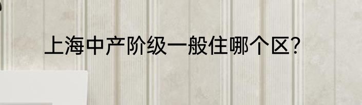 上海中产阶级一般住哪个区？