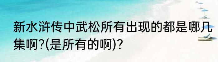 新水浒传中武松所有出现的都是哪几集啊?(是所有的啊)？