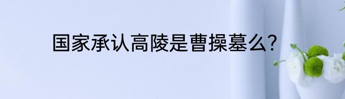国家承认高陵是曹操墓么？