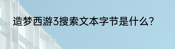 造梦西游3搜索文本字节是什么？