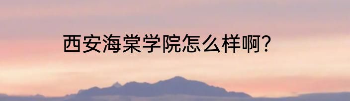 西安海棠学院怎么样啊？