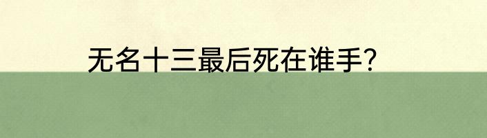 无名十三最后死在谁手？