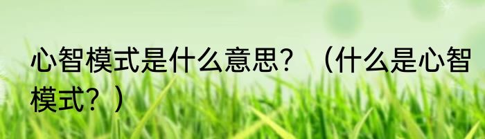 心智模式是什么意思？（什么是心智模式？）