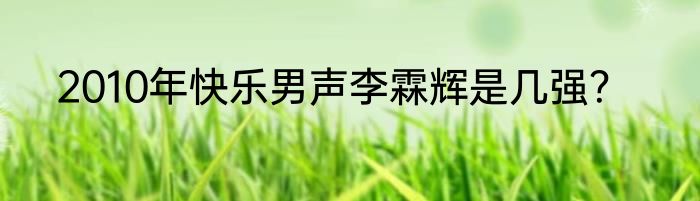 2010年快乐男声李霖辉是几强？