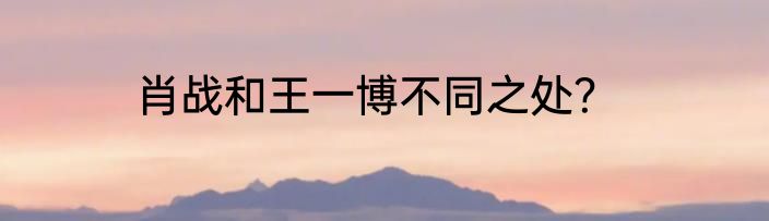 肖战和王一博不同之处？