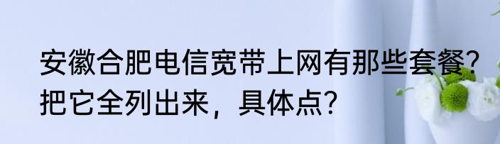 安徽合肥电信宽带上网有那些套餐？把它全列出来，具体点？