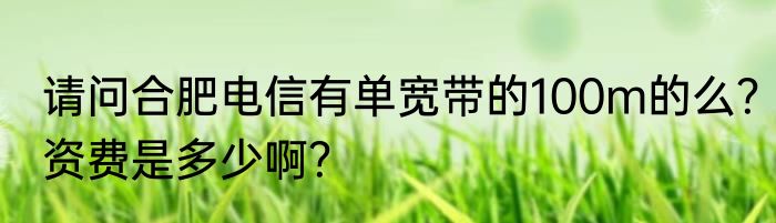 请问合肥电信有单宽带的100m的么？资费是多少啊？