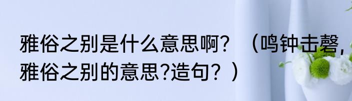 雅俗之别是什么意思啊？（鸣钟击磬,雅俗之别的意思?造句？）