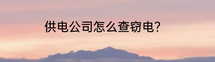 供电公司怎么查窃电？