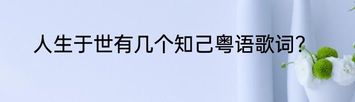 人生于世有几个知己粤语歌词？