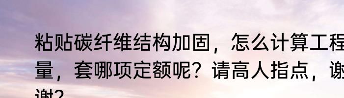 粘贴碳纤维结构加固，怎么计算工程量，套哪项定额呢？请高人指点，谢谢？