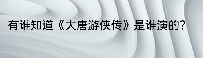 有谁知道《大唐游侠传》是谁演的？