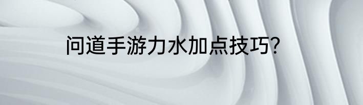 问道手游力水加点技巧？