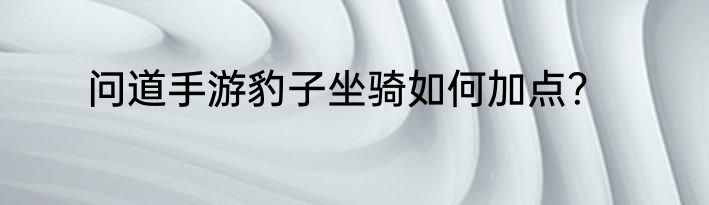 问道手游豹子坐骑如何加点？