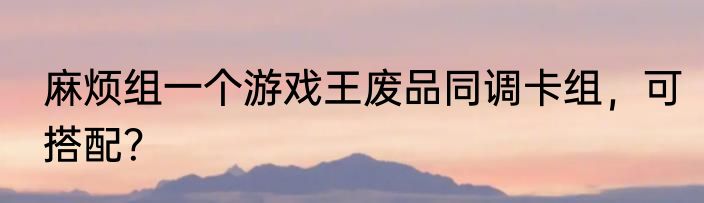 麻烦组一个游戏王废品同调卡组，可搭配？