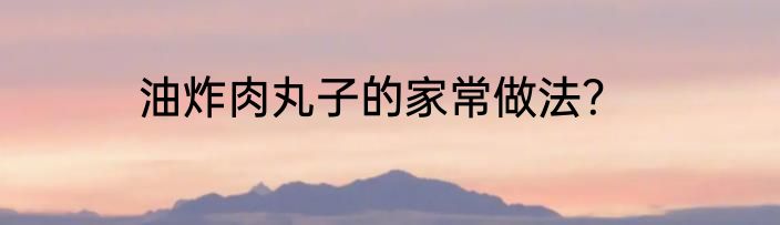 油炸肉丸子的家常做法？