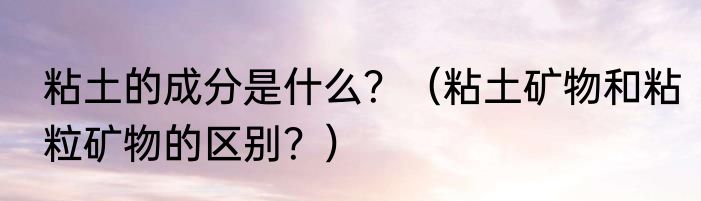 粘土的成分是什么？（粘土矿物和粘粒矿物的区别？）